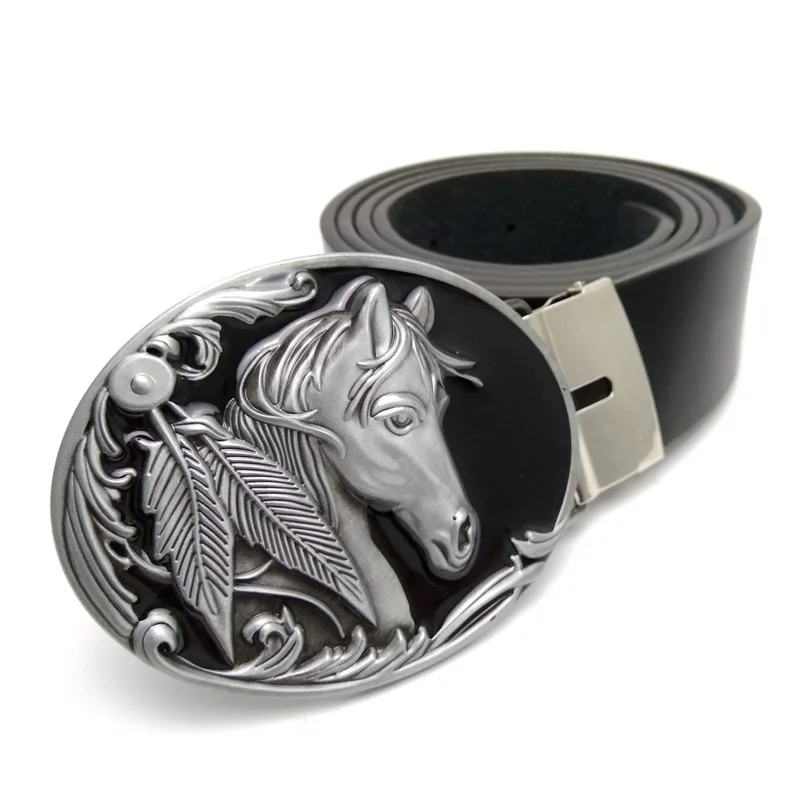 

Drop Shipping Antique Silver 3D Horse Head Metal Belt Buckle for Casual Jeans Western Cowboy DIY Mens Accessories, Only Buckle