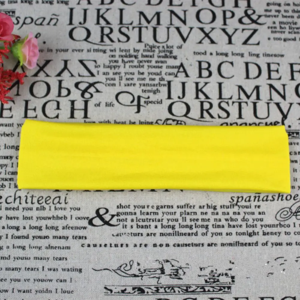 Yellow 1 шт. впитывающая пот мягкая широкая эластичная хлопковая повязка на голову для бега йоги Стрейчевые Заколки для женщин и девушек цветная спортивная повязка на голову - Цвет: Yellow