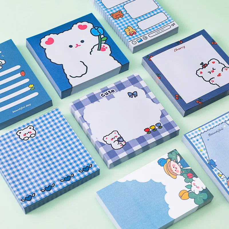 

80Pcs Cute Bear Girl Sticky Notes Decoration Note Paper Planner Memo Pad Scrapbook Collage Notepad Stationery School Supplies