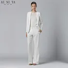 Женские деловые костюмы, белые костюмы из 2 предметов, Блейзер, Офисная форма, дизайнерские женские деловые элегантные Брючные костюмы, вечерний смокинг для выпусквечерние вечера