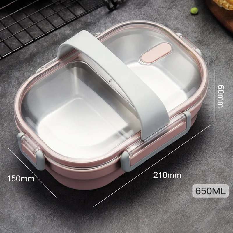 Портативный Ланч бокс из нержавеющей стали контейнер Бенто с ремешком для еды