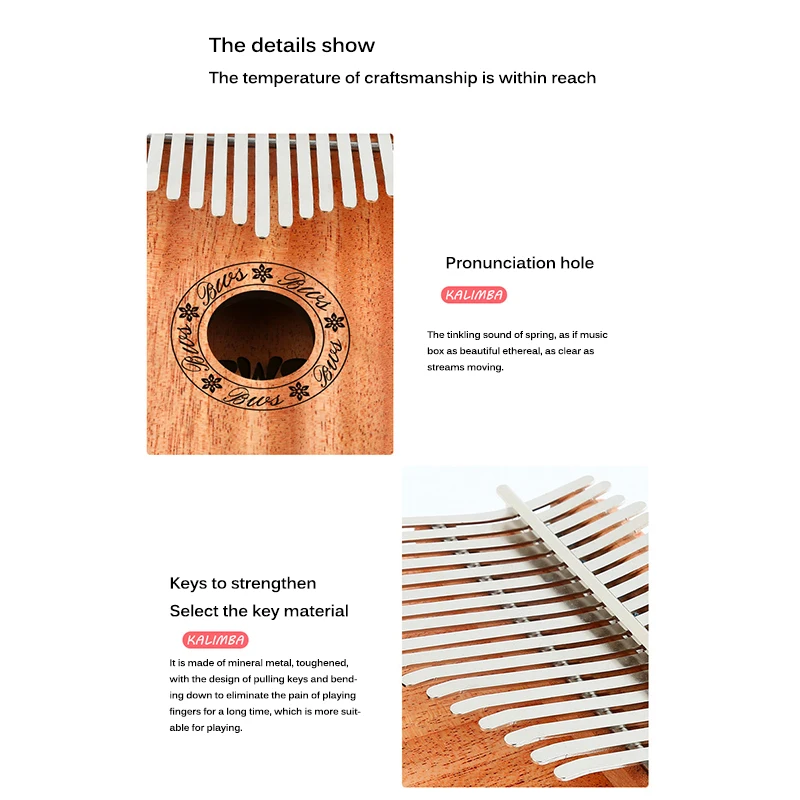 Высококачественный деревянный комплект Kalimba из массива красного дерева с 17