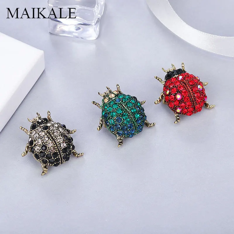 MAIKALE Кристалл насекомое Божья коровка брошь булавки броши с насекомыми для женщин детская одежда шаль-рубашка сумка Аксессуары Шарм Брошь подарки