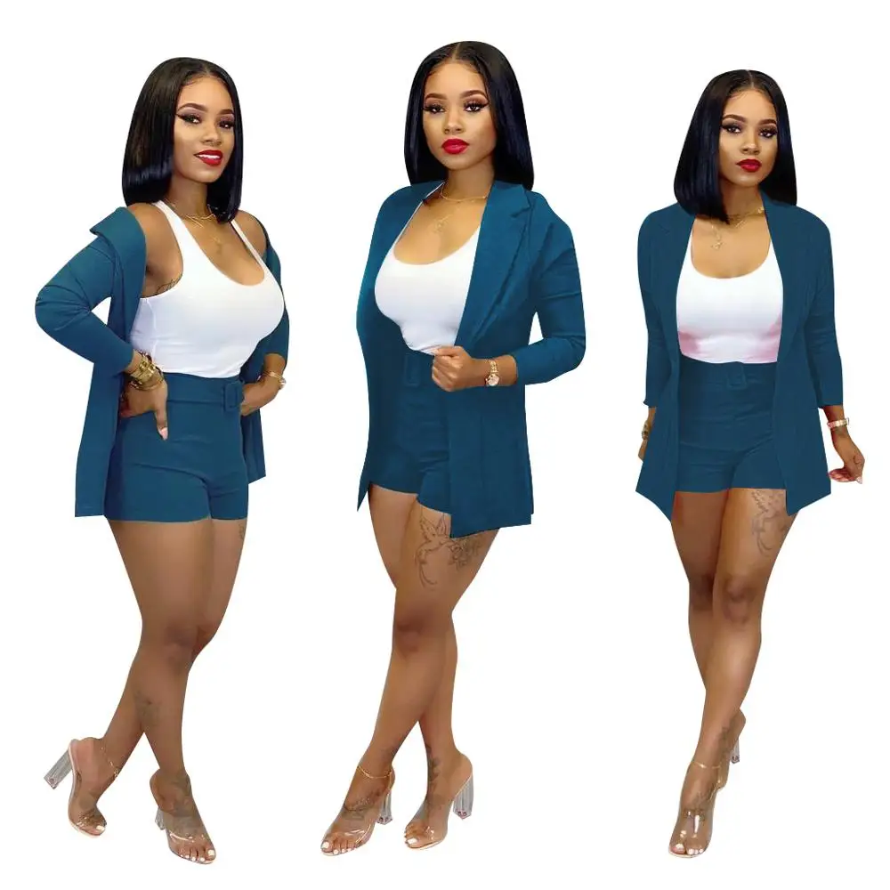 Женский офисный Блейзер Wjustforu комплект из 2 предметов сексуальный однотонный