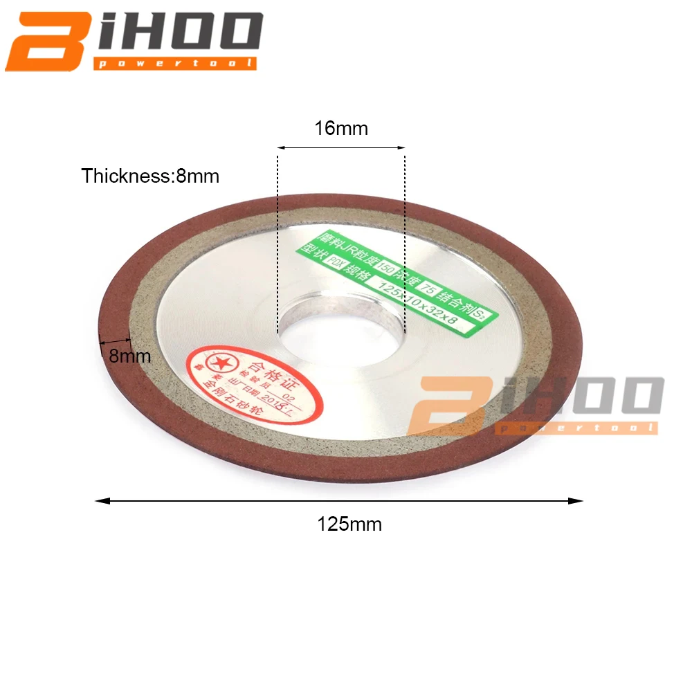 

125mm Diamond Grinding Wheel Resin Bond Grinder Circle for Tungsten Steel Milling Cutter Sharpener 150/240/320/400Grit 1Pc 5inch