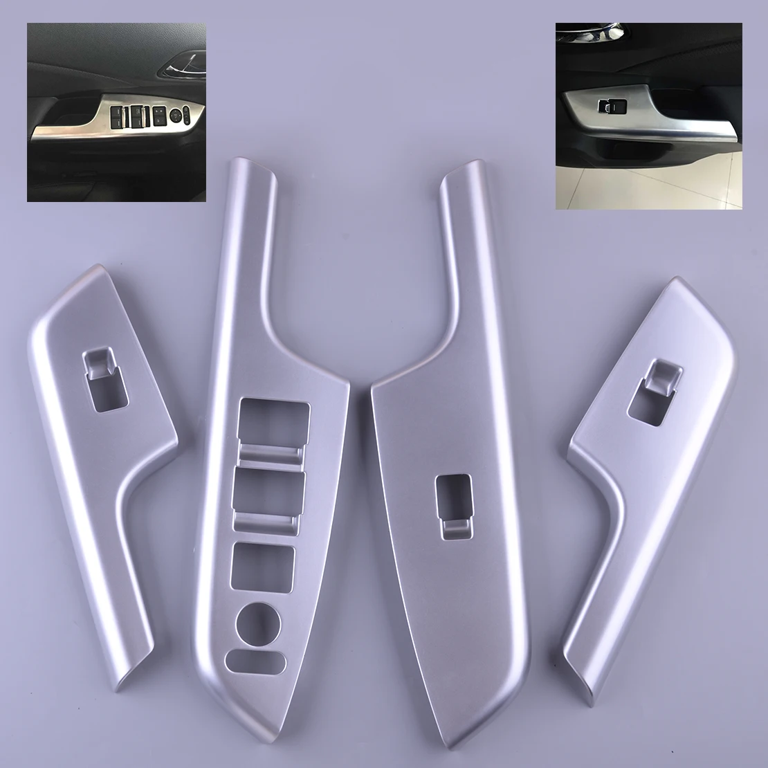 

4pcs Car ABS Silver Window Master Switch Button Cover Moulding Bezel fit for Honda CRV 2012 2013 2014 2015 2016