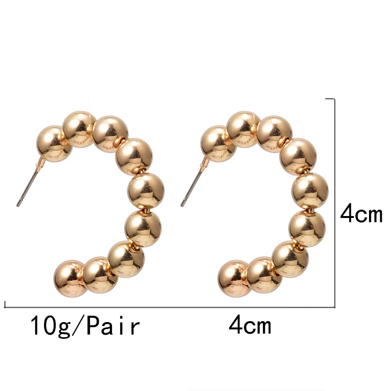 

ZA New Arrive Gold Metal Hang Round Beads Drop Earrings Wholesale Fashion Simple Pendientes Fine Jewelry Accessories For Women