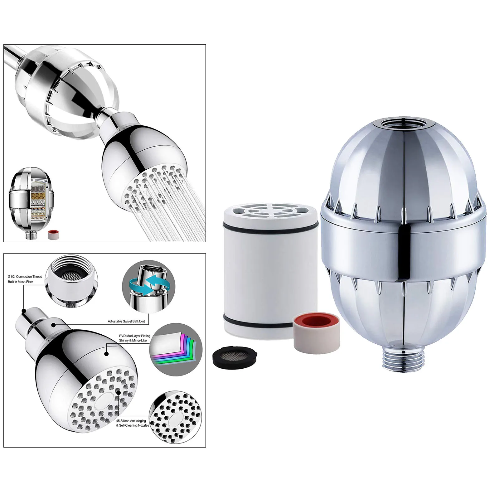 Фото 15-Stages Shower Head Filter Purifier Softener Water Chlorine Removal Обустройство дома 15-Stages Shower Head Filter Purifier Softener Water Chlorine Removal Обустройство дома