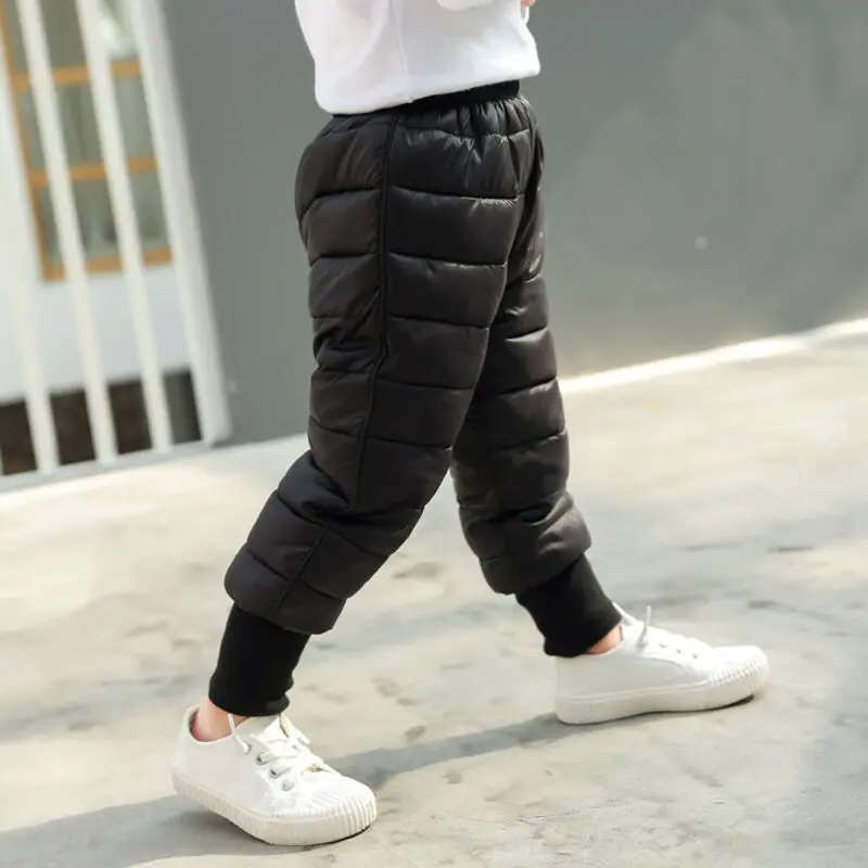 Детские зимние Утепленные хлопковые пуховые брюки для мальчиков и девочек
