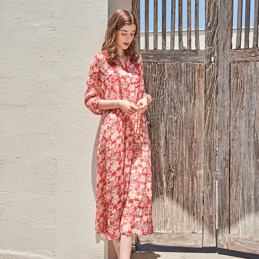 

CASUAL silk ladies dress holiday dress