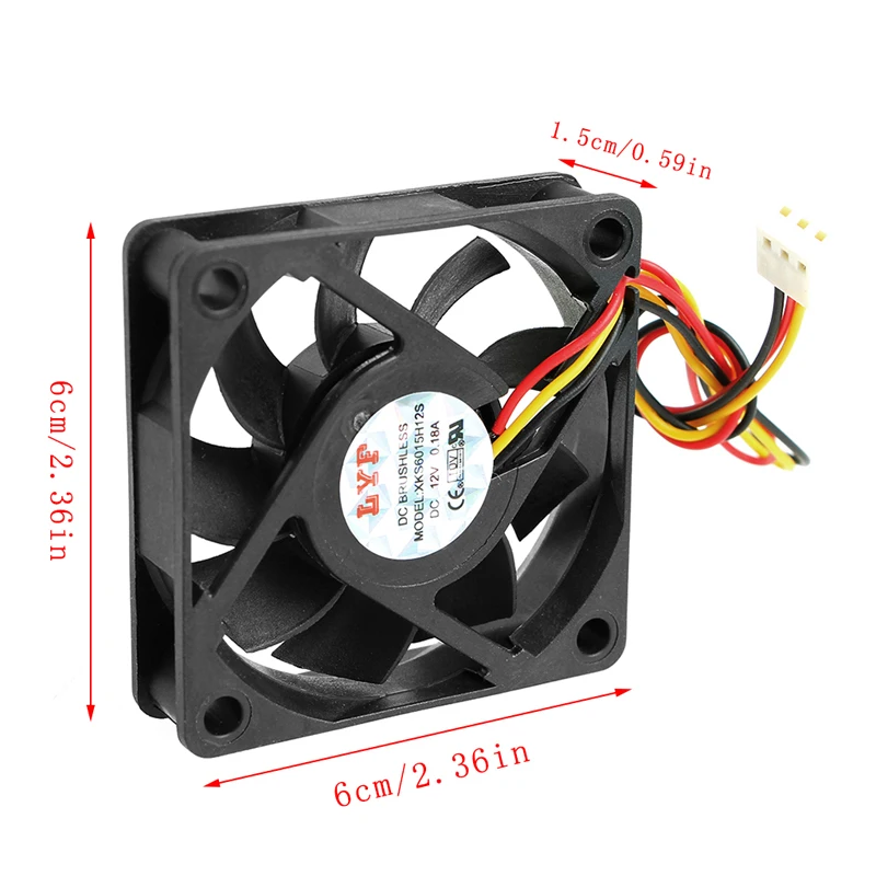 

DC 12V 3-Pin 60x60x15mm PC Computer CPU System Sleeve-Bearing Cooling Fan 6015