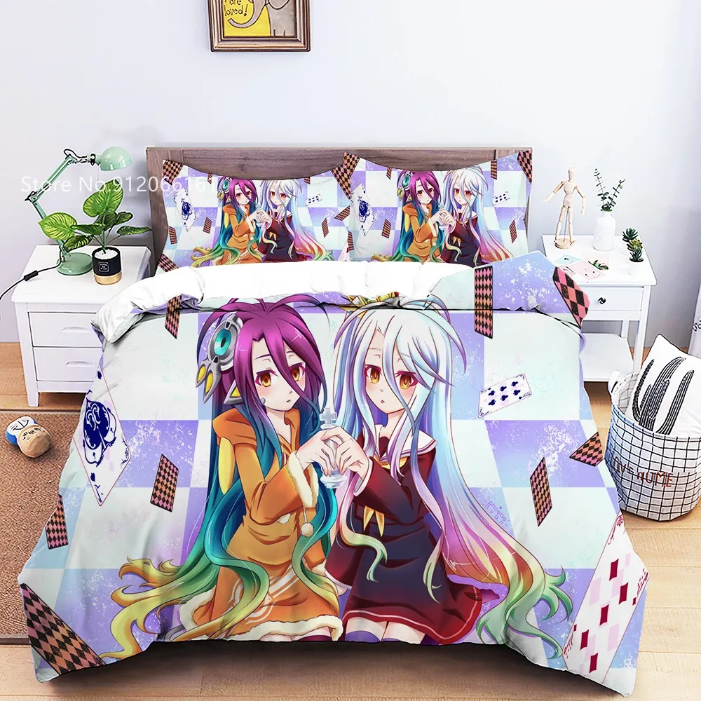 

2/3 Pcs No Game No Life Duvet Cover Japan Anime Girls Bedding Set Beautiful Lady Bed Quilt Cover Home Textile Bed Cover Set