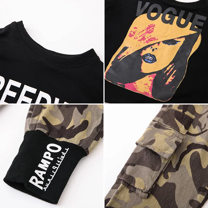 Осенний комплект одежды для девочек новинка 2021 года модная футболка с длинным