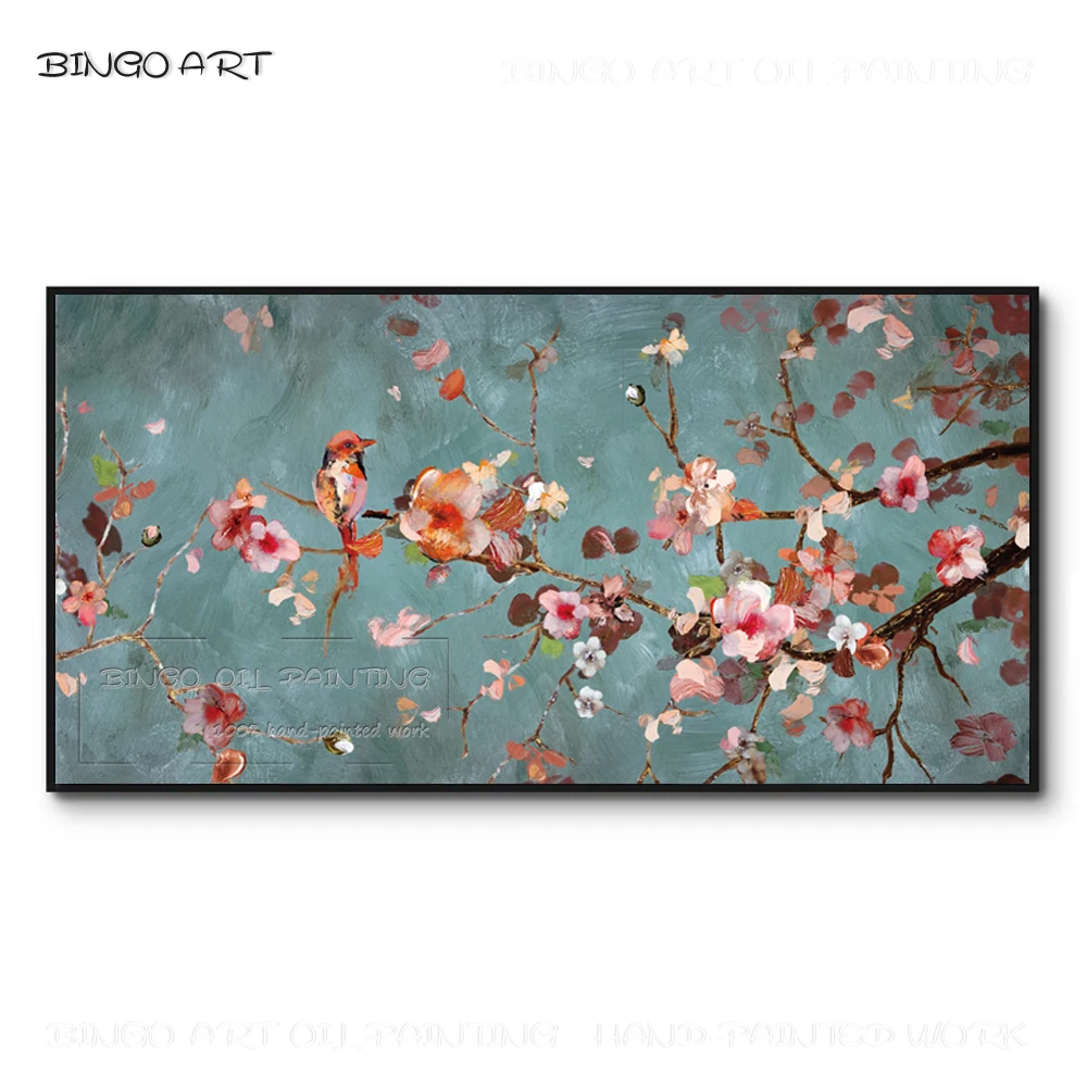 

Pop Wall Art Hand-painted High Quality Birds and Flowers Oil Painting on Canvas Beauty Wall Artwork Bird and Flower Oil Painting