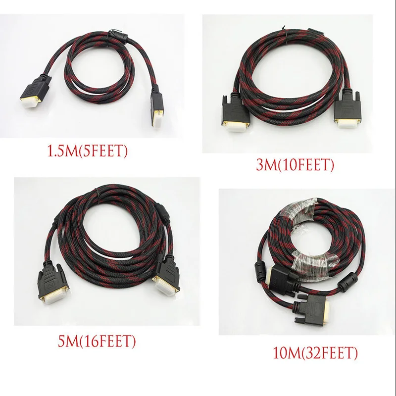 High Speed DVI to Cable Adapter 24+1 pin DVI-D Gold Plated CABLE dvi Supports 3D 1080P Magnetic Ring double ferrite cores | Электроника
