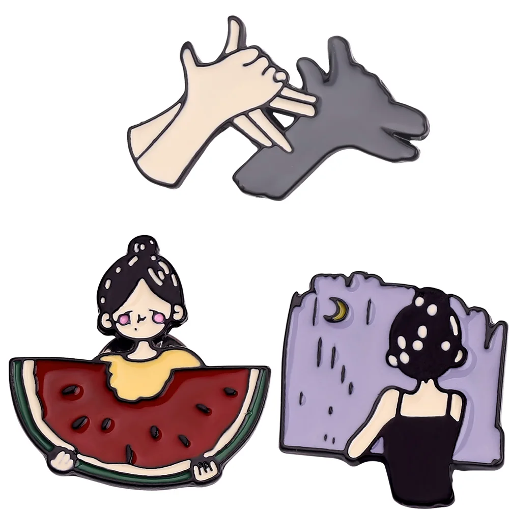 Креативные эмалированные Броши с изображением волка для девушек и летняя брошь