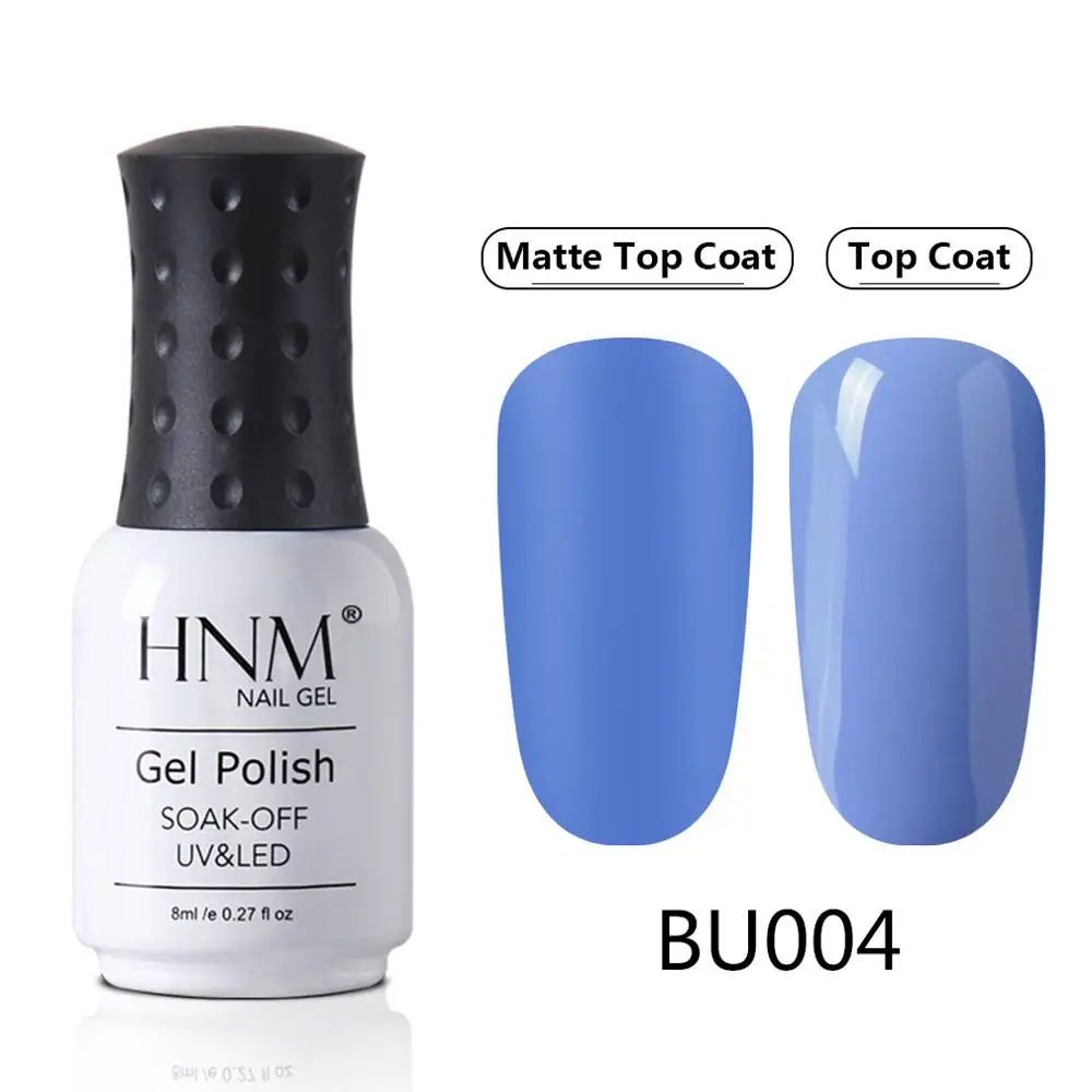 BU004 HNM Blue Purple Matte Effect Gel Nail Polish Need Matt Top Coat Base Semi Permanent UV LED Lamp Hybrid Varnishes Lacquer Gellak - Цвет: BU004