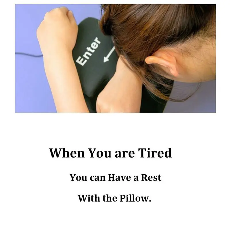 Enter Key Pillow Big USB Button Stress Relief Vent Tools Unbreakable Relax key Office Desktop Nap | Дом и сад