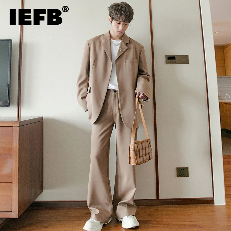 

IEFB мужская одежда в британском стиле с оборками красивый свободный костюм для девочек Повседневный красивый маленький костюм для мужчин ...