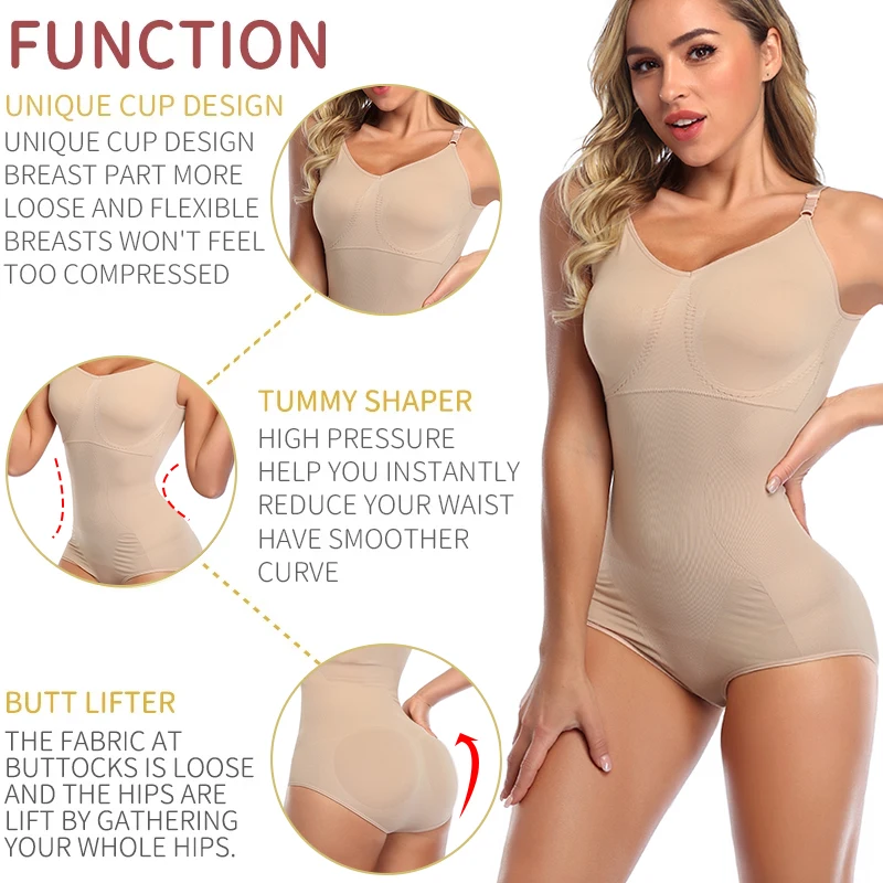 shapewear bodysuit Waist Trainer Shapewear for Women Tummy Control Slimming Bodysuit Tops Body Shaper Seamless Open Crotch Underwear Abdomen Reduce honeylove shapewear