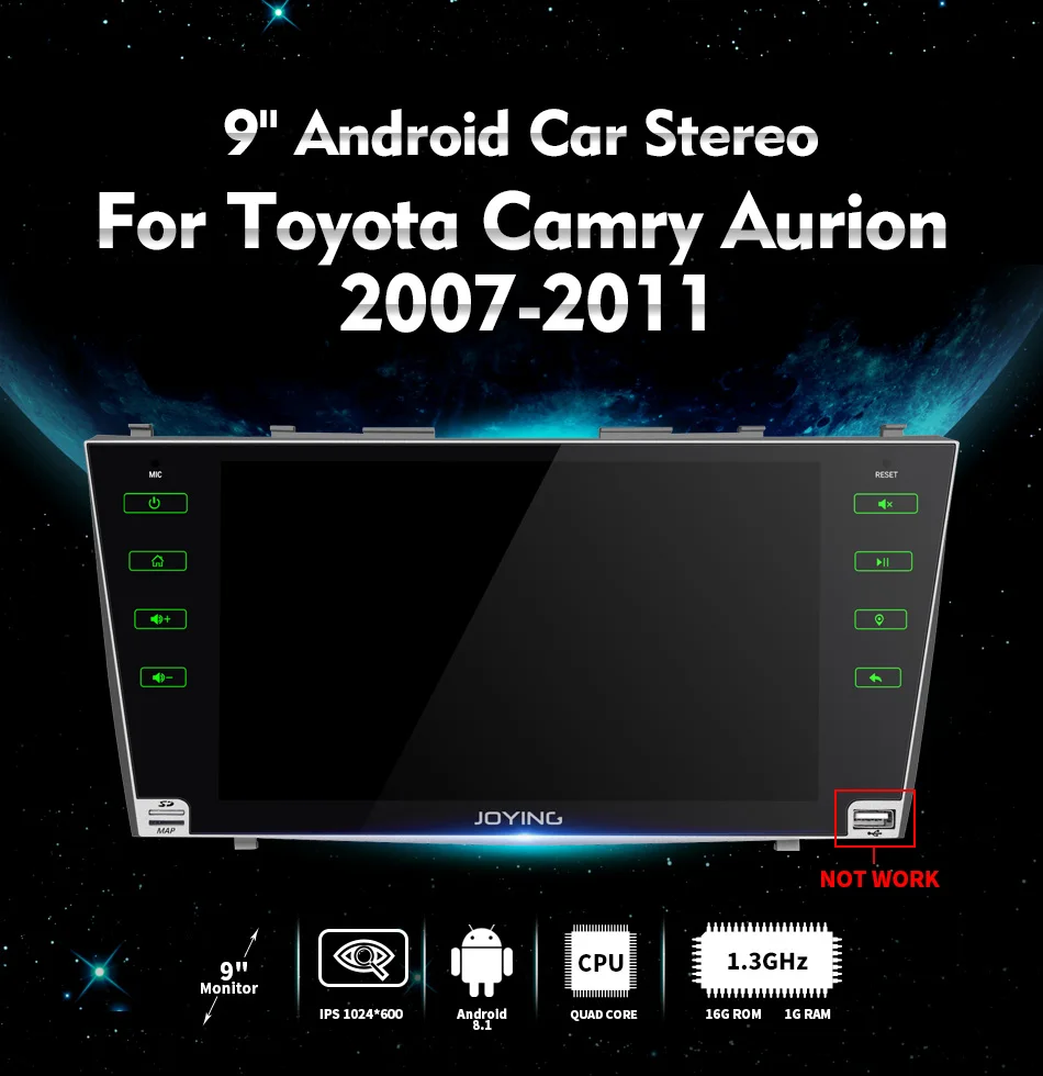 JOYING Android 8,1 2 din автомагнитола Стерео gps " HD экран Авторадио для Toyota Camry Aurion 2006-2011 без слота для dvd-плеера