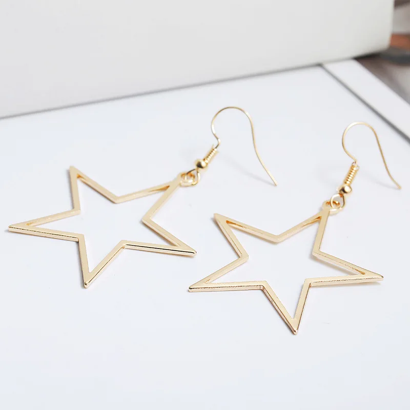 Модные Простые полые геометрические трендовые золотистые/Серебристые серьги
