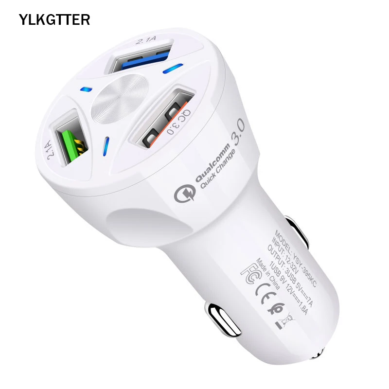 YLKGTTER 3A Быстрая зарядка 4 0 3 USB Автомобильное зарядное устройство для iPhone samsung Xiaomi