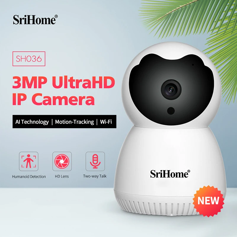 

Камера видеонаблюдения Srihome SH036, 3 Мп, Wi-Fi, 360 °
