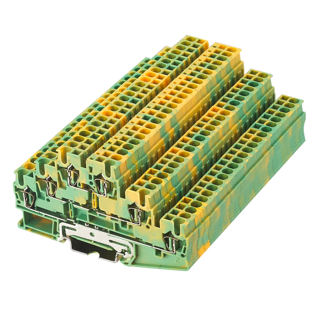 

ST3-2.5/3-3JD тройной наземный клеммный блок 3 уровня Din Rail Безвинтовой разъем 2,5 мм проводник электрического провода 10 шт.