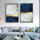 Абстрактная картина для домашнего декора, синий, золотой, серый, современный настенный художественный постер и принты, картина для гостиной, домашний, офисный Декор