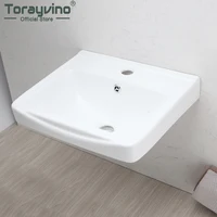 Torayvino US Contemporary Ceramic Lavatory Basin Sink Above Counter Washbasin Home Bathroom Deck & Wall Mounted Vessel Sink
