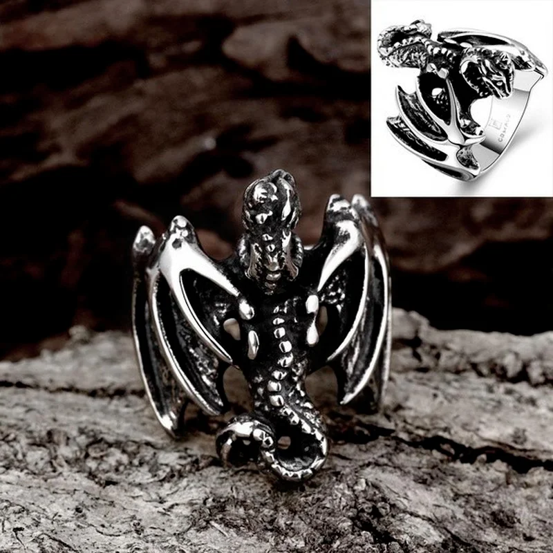 

Cool Fashion Popular Dragon Punk biker Mens Ring Jewelry