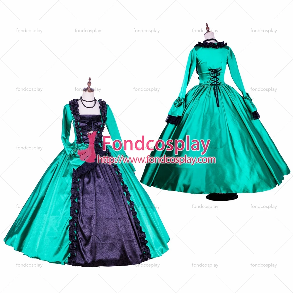 

fondcosplay Victorian ROCOCO Gown Ball Gothic green satin dress cosplay Costume Tailor-made[G1770]