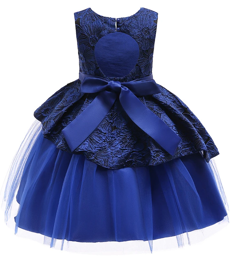 Formal Backless Dress Elegant Kids Dresses For Girls Clothing Layered Wedding Girl Dress Gown Wedding Party Princess Dress