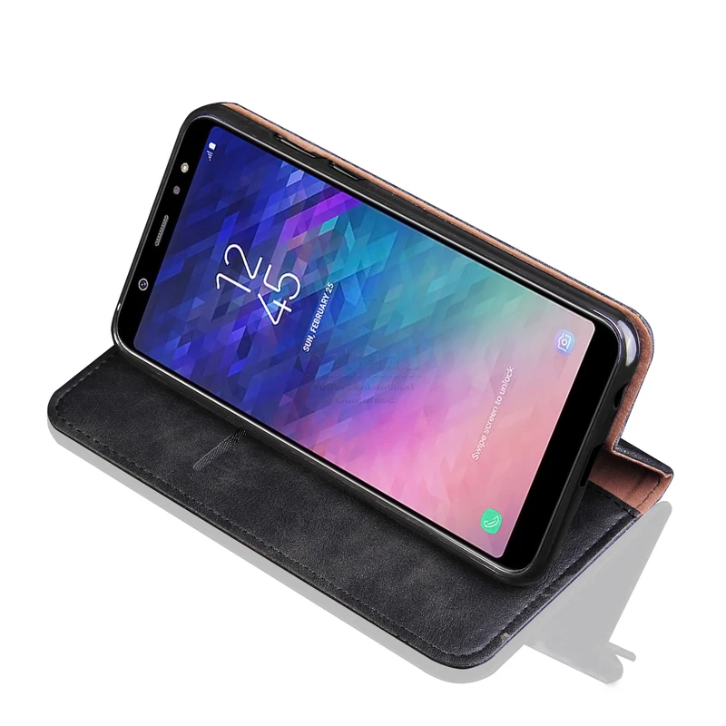 Роскошный тонкий кожаный чехол в стиле ретро для Samsung Galaxy A6 plus + 2018 Чехол кошелек с