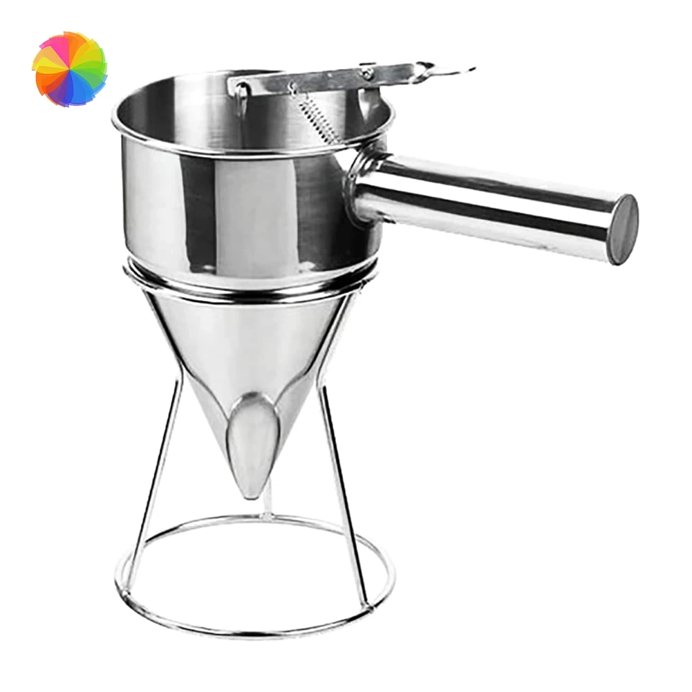 

Stainless Steel Material with Stand Syrup Dispenser Stainless Steel Conical Funnel Suitable for Cake Shops