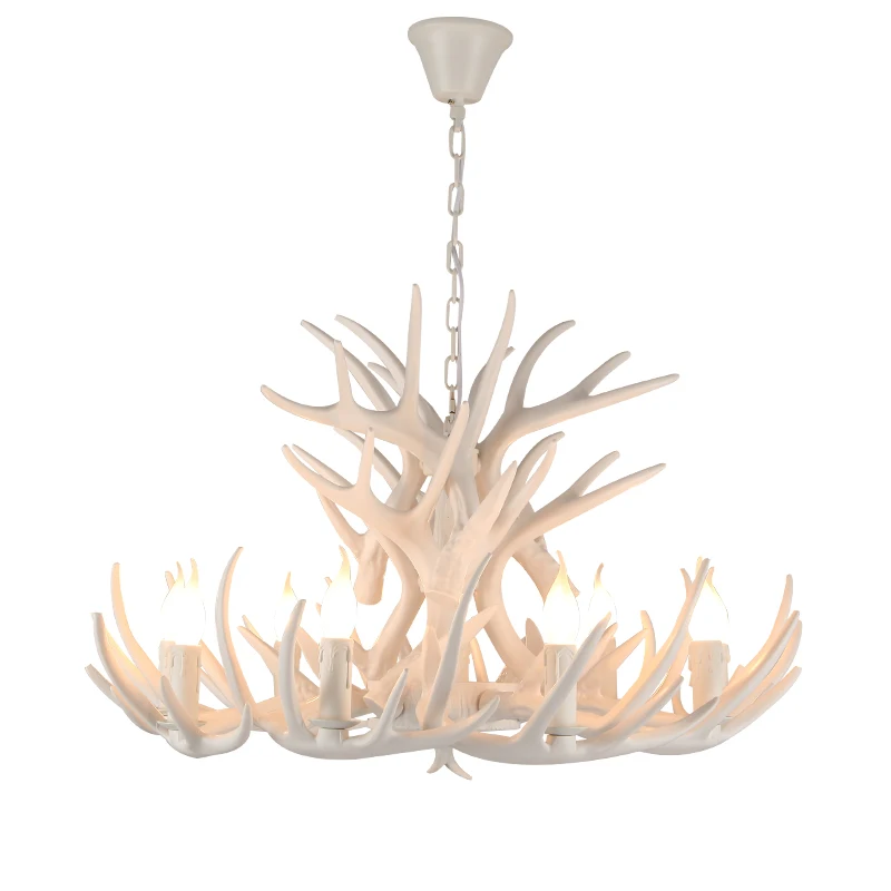 retro brown white resin antler chandelier lighting 469 arms e14 luxury vintage chandeliers for house lighting fixtures free global shipping