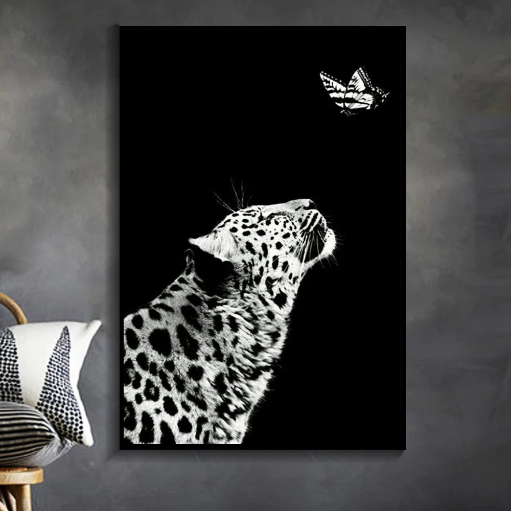

Animals Portrait Canvas Painting Black and White Posters and Prints Pet Picture Home Wall Art Decoration