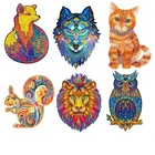 Деревянный пазл с животными для взрослых и детей, деревянные пазлы сделай сам в форме животного, подарок на день рождения, деревянный пазл