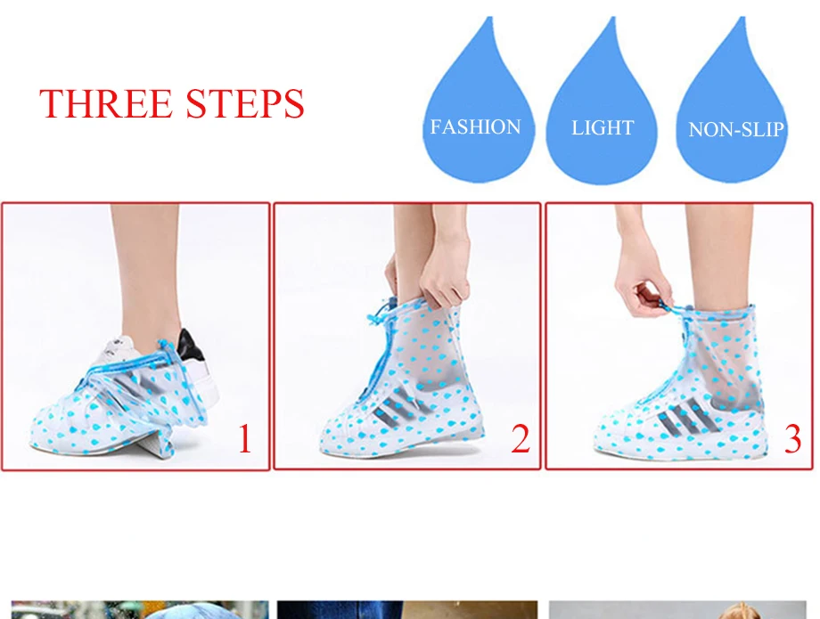 1 Pair Of PVC Waterproof Shoe Covers Reusable Overshoe Thickening Unisex Non-slip Rain Boots Set Fishing Waterproof Rain Boots