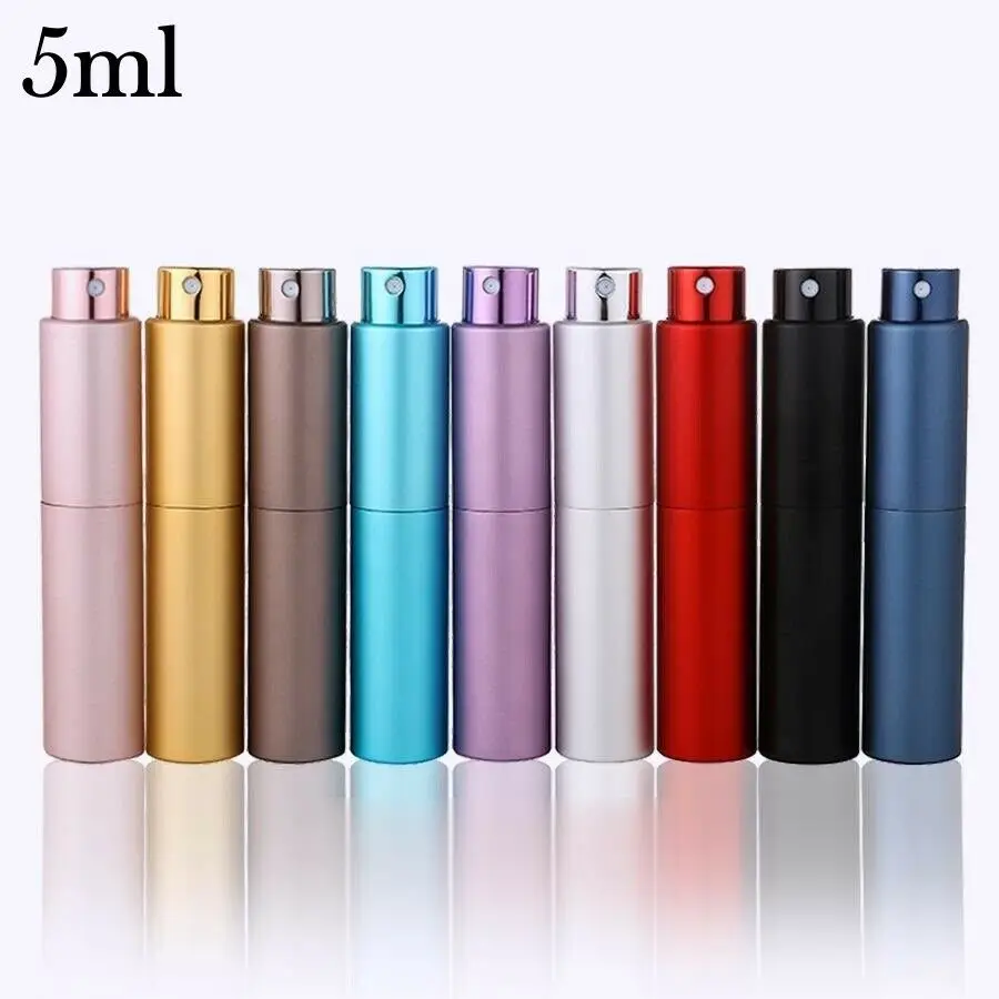 

5ml Perfume Bottle Rotating Flat Metal Refillable Portable Spray Bottle Travel Empty Atomizer Cosmetic Container Make Up Tools