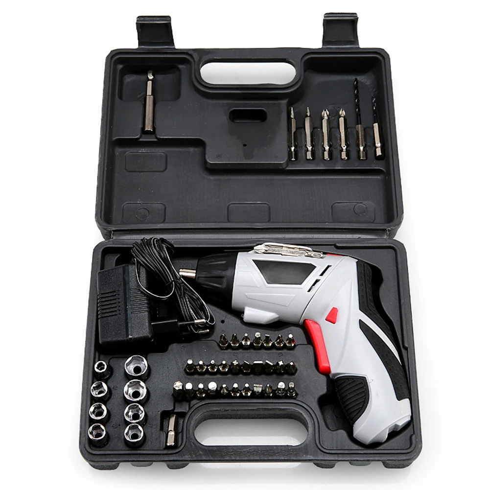 

4.8V Electric Screwdriver Cordless Drill with 45 Bits Mini Wireless Power with LED Light Multi-function House Power Tools