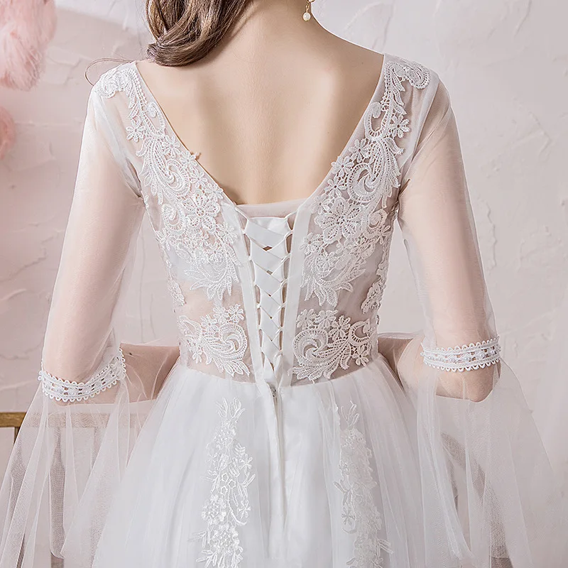 Женское свадебное платье со шлейфом простое кружевное большого размера с