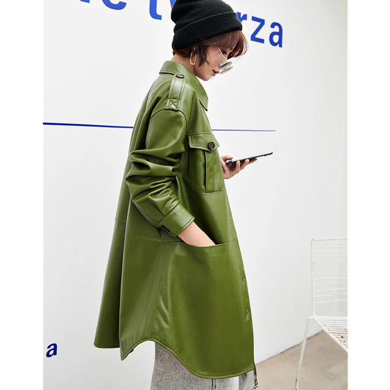 Модная куртка из натуральной кожи 2020 осенняя новинка Женское пальто настоящей