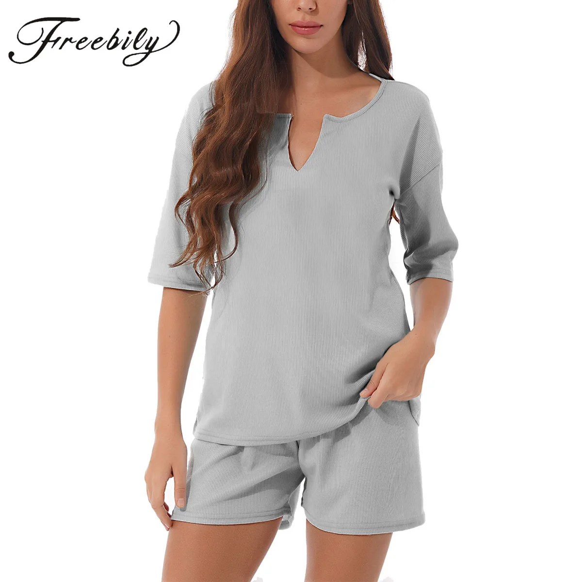 

Women Sleepwear Summer Pajama Set Short Sleeve Casual Female Pijama Home Wear Shorts
