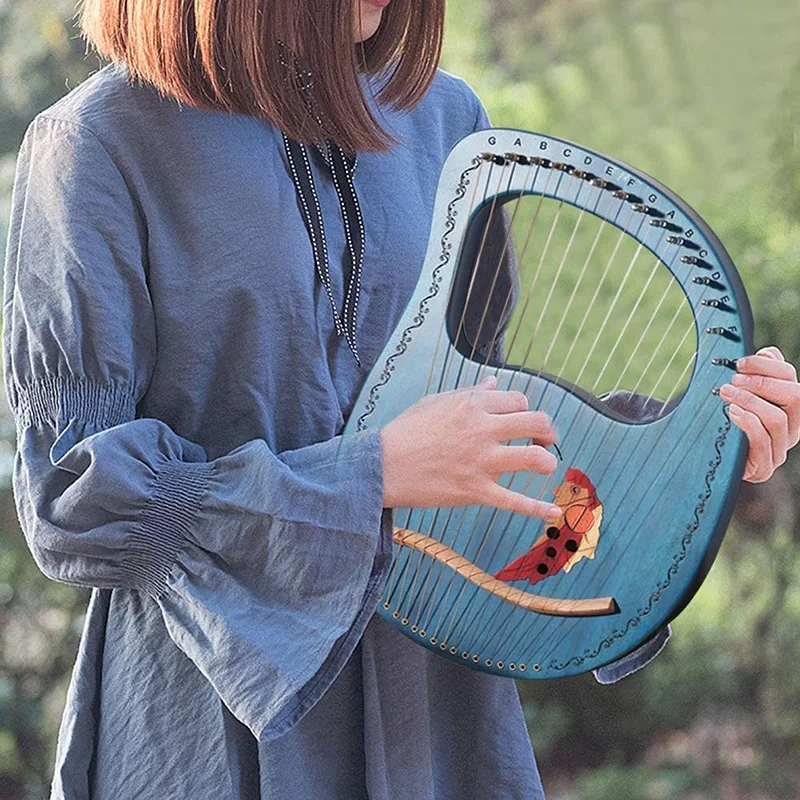 Lyre Harp 16 String Heptachord твердая древесина Lye с тюнинговым гаечным ключом подарок для
