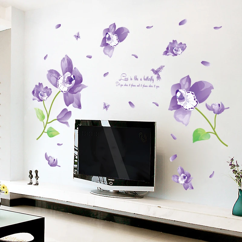 Фиолетовые цветы фаленопсиса настенные наклейки для гостиной спальни домашний