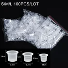 Пластиковый контейнер для микроблейдинга и чернил для тату, контейнер для пигмента, размер SML для блока питания с игольчатым наконечником, 100 шт.