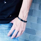 Простой глянцевый мужской браслет YSM из нержавеющей стали в стиле ретро, мужской браслет сделай сам из искусственной кожи с плетением, подарок для мужчин, ювелирные изделия, тренд 2021