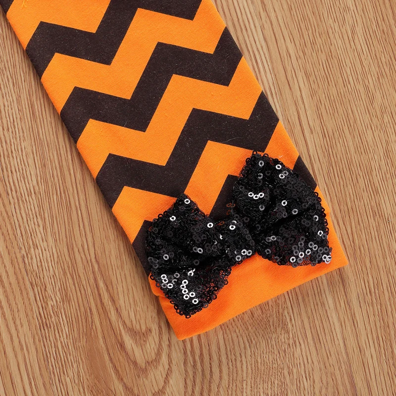 

Pudcoco 4 Piece Halloween Romper Skirt Headband Leg Sleeves Suit Full Length Regular Sleeve Ruffles Printed Bow Decorated Sets